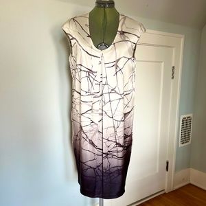 NWT Vince Fog Silk Stretch Scoop Neck Wiggle Dress Large $295 All Occasion